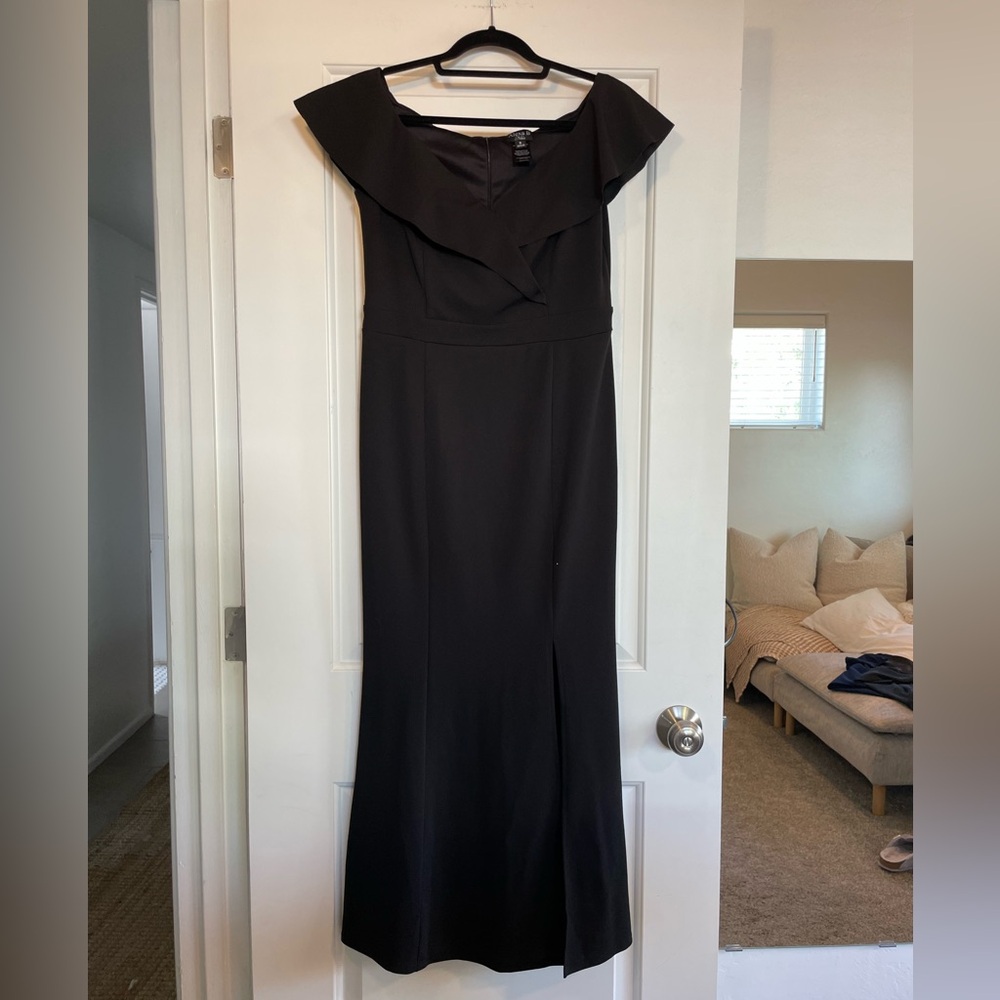 Alexa B - Size 8 - off the shoulder black dress with slit